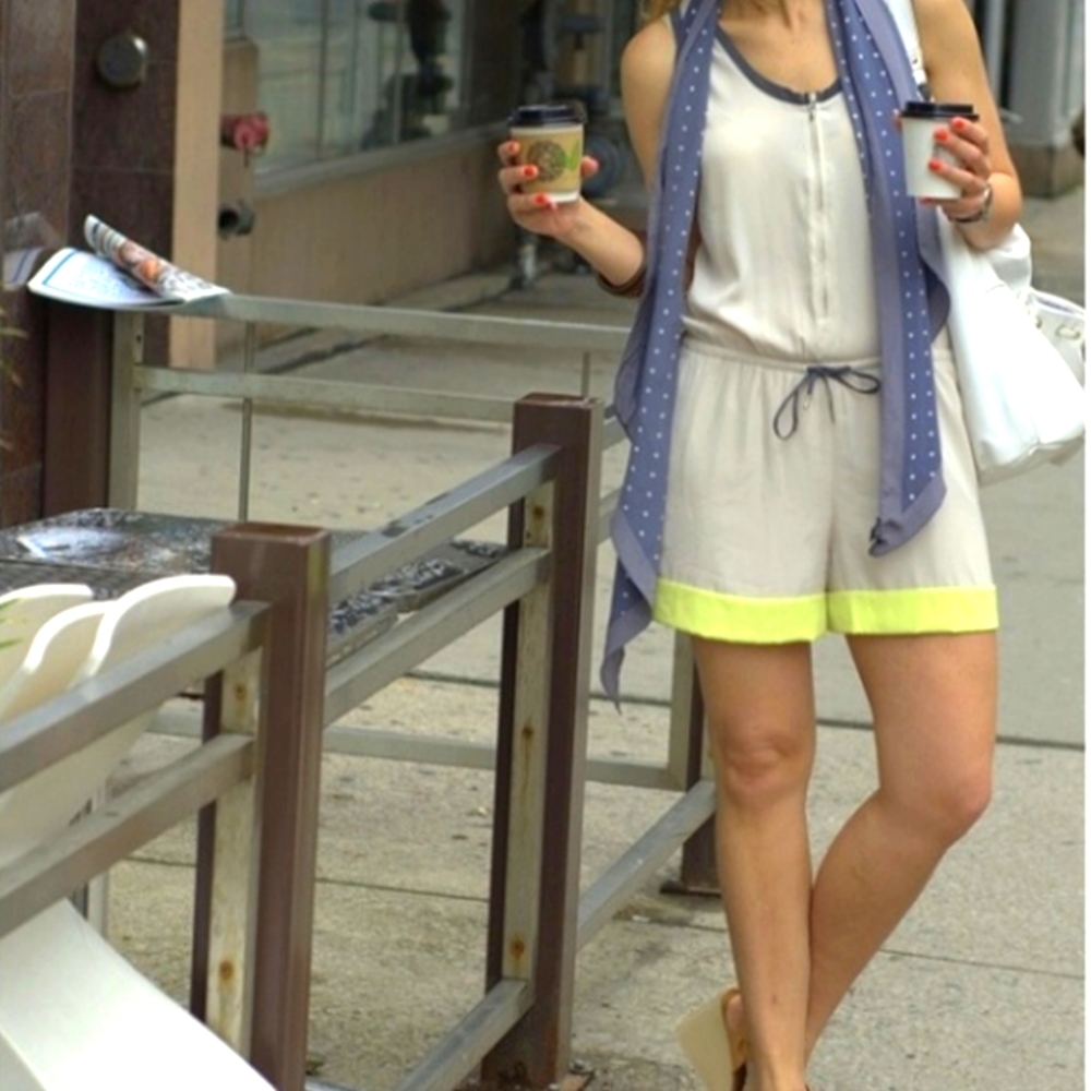 Club Monaco Silky Beige Neon Romper XS